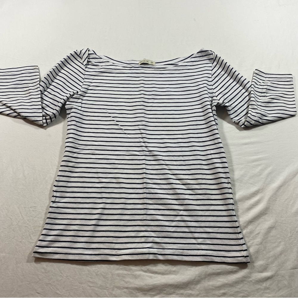 Cotton On Top Shirt  Sleeve Beach Nautica Striped Black White Women's Top Summer